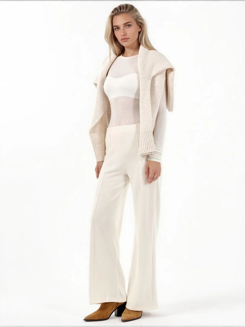 Pantalon femme en mélange coton busem Crème - Kiabi