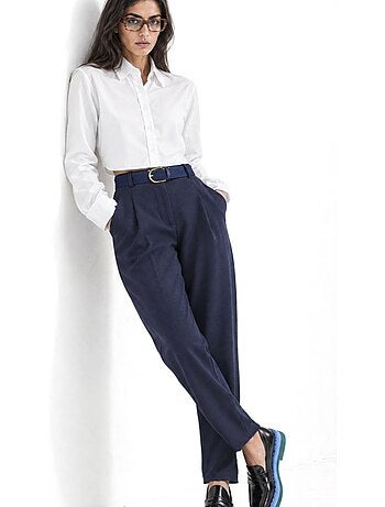 Pantalon femme en mélange coton stretch busem