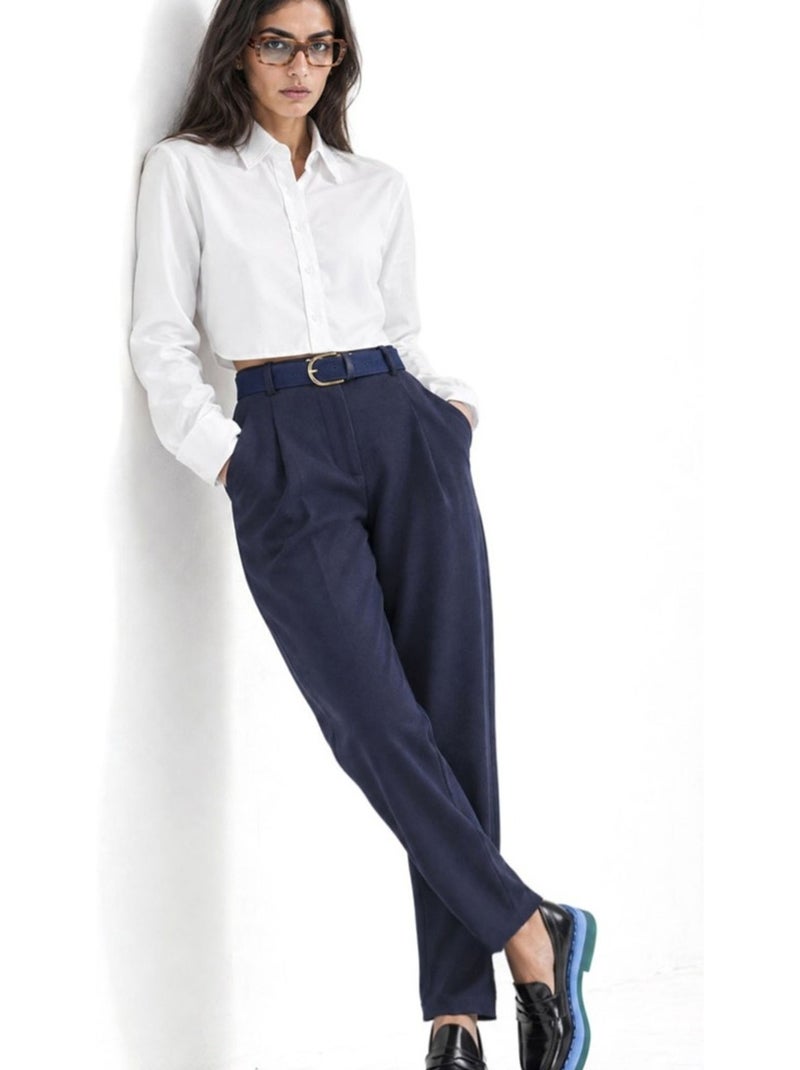 Pantalon femme en mélange coton stretch busem Bleu marine - Kiabi