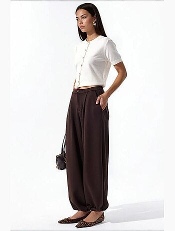 Pantalon femme en mélange de coton busem