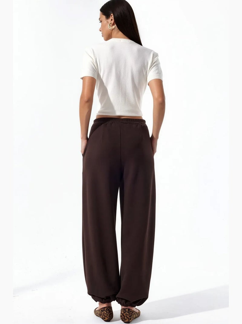 Pantalon femme en mélange de coton busem Marron chocolat - Kiabi