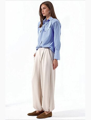 Pantalon femme en mélange de coton busem