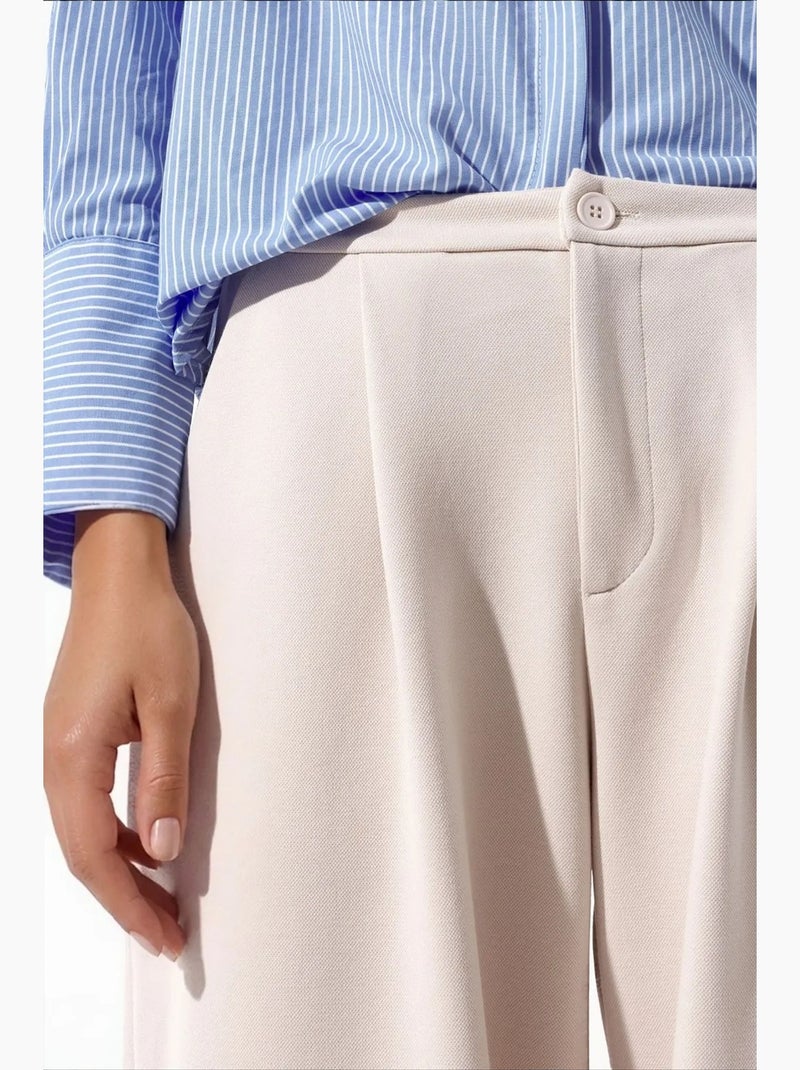 Pantalon femme en mélange de coton busem Sable - Kiabi