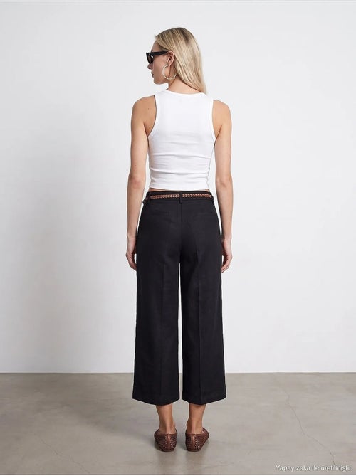 Pantalon femme en mélange de lin dilvin - Kiabi