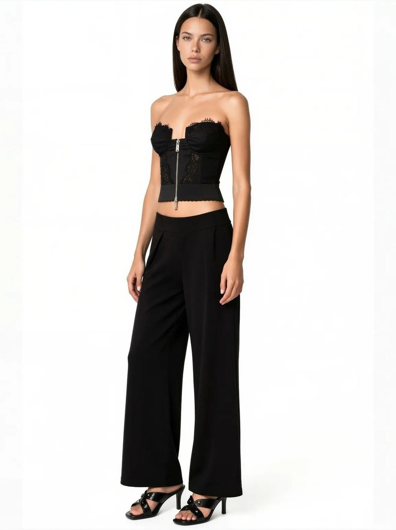 Pantalon femme en mélange modal busem Noir - Kiabi