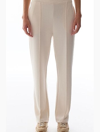 Pantalon femme en modal à jambe droite, taille haute penti