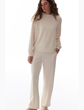 Pantalon femme en modal à jambe droite, taille haute penti
