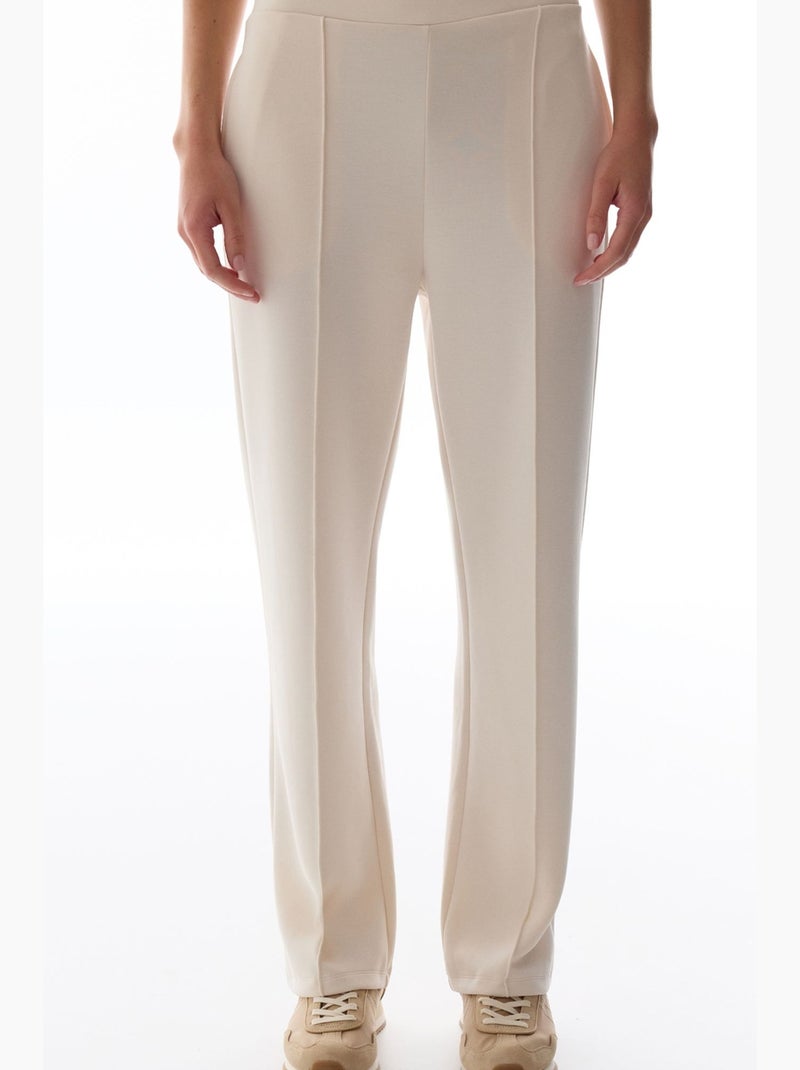 Pantalon femme en modal à jambe droite, taille haute penti Crème - Kiabi