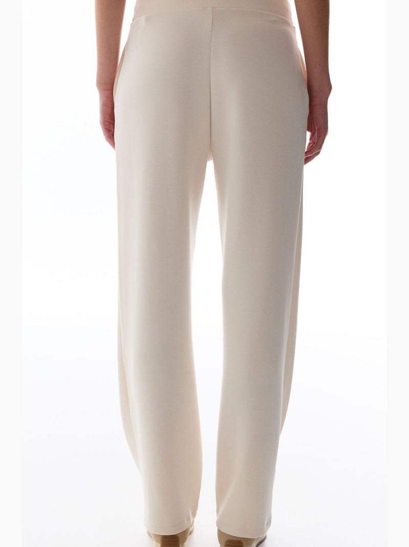 Pantalon femme en modal à jambe droite, taille haute penti Crème - Kiabi