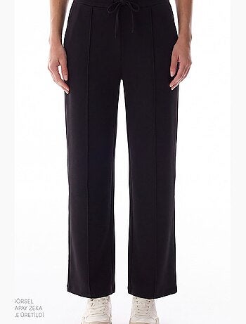 Pantalon femme en modal à jambe droite, taille haute penti