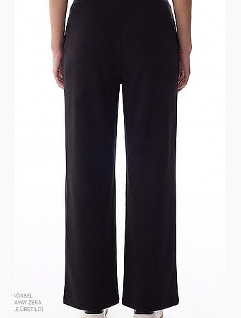 Pantalon femme en modal à jambe droite, taille haute penti