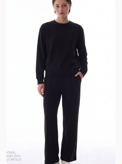 Pantalon femme en modal à jambe droite, taille haute penti - Kiabi Pantalon femme en modal à jambe droite, taille haute penti - Kiabi