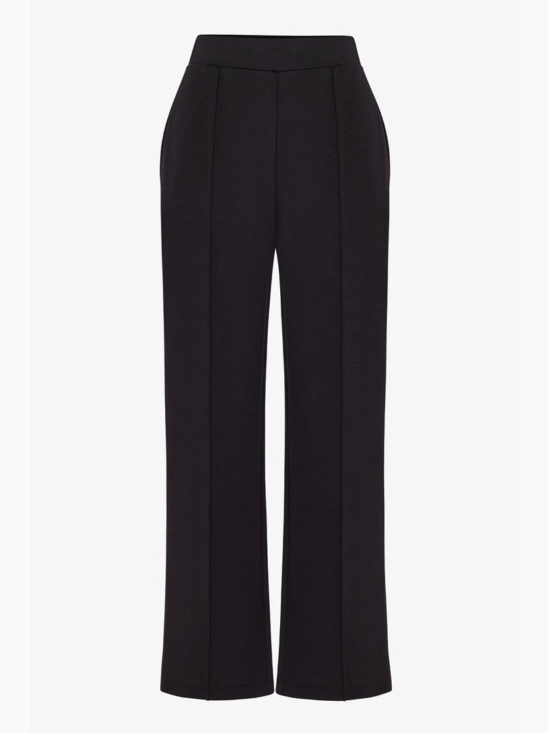 Pantalon femme en modal à jambe droite, taille haute penti Noir - Kiabi