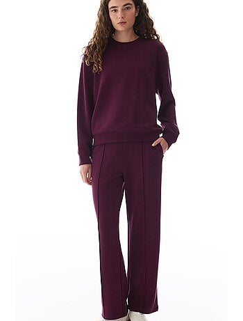 Pantalon femme en modal à jambe droite, taille haute penti