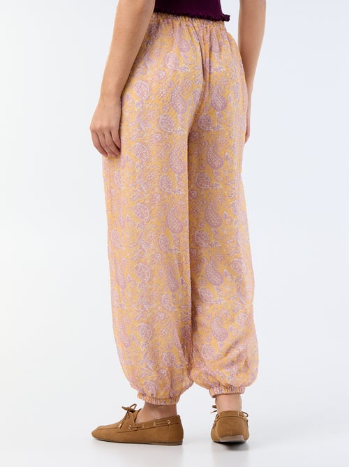 Pantalon femme en tissu léger à coupe boule - Kiabi