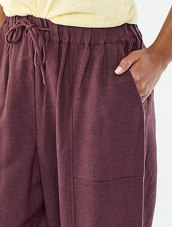 Pantalon femme en tissu léger à coupe large et taille haute