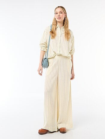 Pantalon femme en toile légère à coupe large