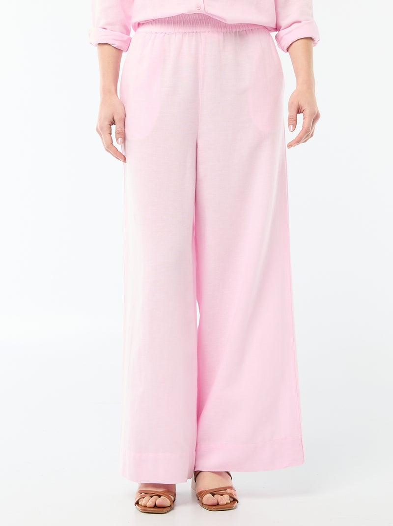 Pantalon Femme en toile légère à coupe large Rose - Kiabi