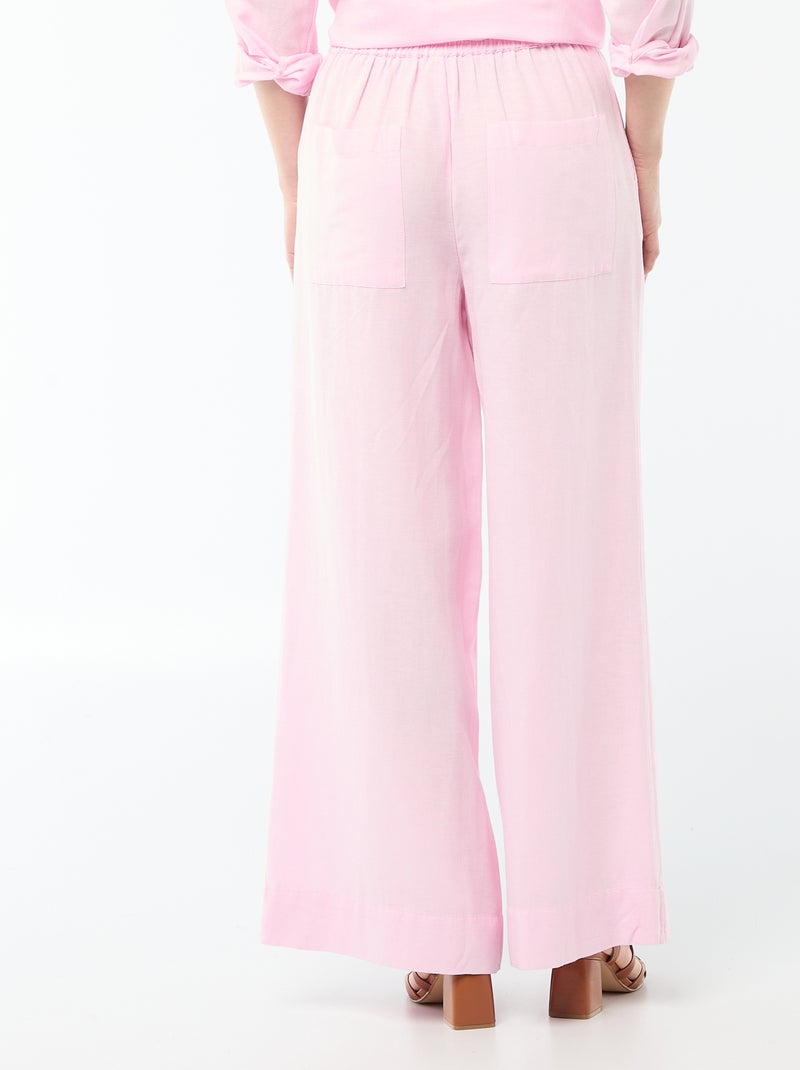 Pantalon Femme en toile légère à coupe large Rose - Kiabi