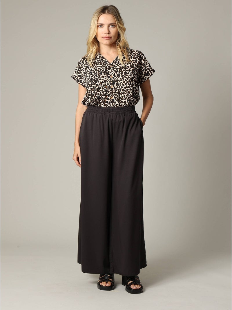Pantalon femme en viscose bohème à taille élastiquée 'Deeluxe' Noir - Kiabi