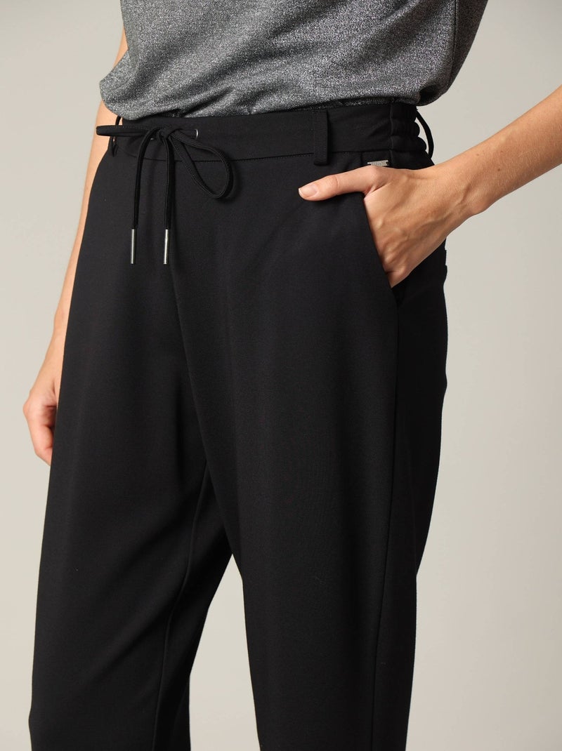 Pantalon femme en viscose casual avec taille élastiquée 'Deeluxe' Noir - Kiabi