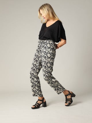 Pantalon femme en viscose ethnique avec taille élastiquée 'Deeluxe'
