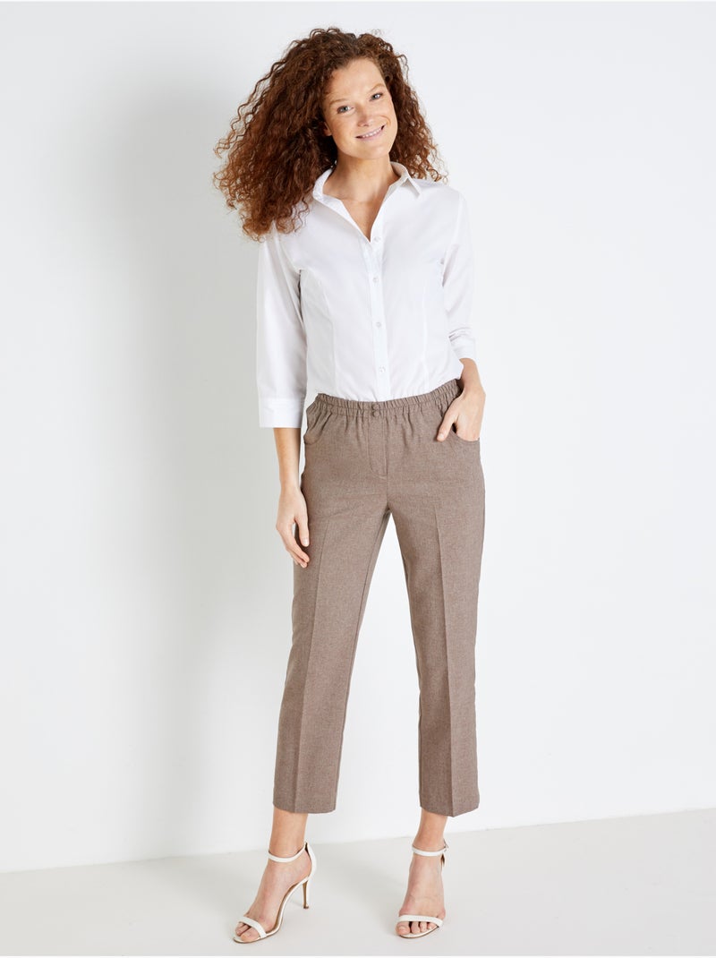 Pantalon femme entièrement élastiqué - DAXON Beige chiné - Kiabi
