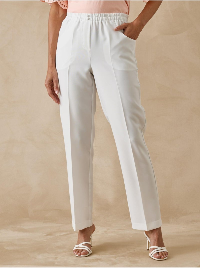 Pantalon femme entièrement élastiqué - DAXON Blanc cassé - Kiabi