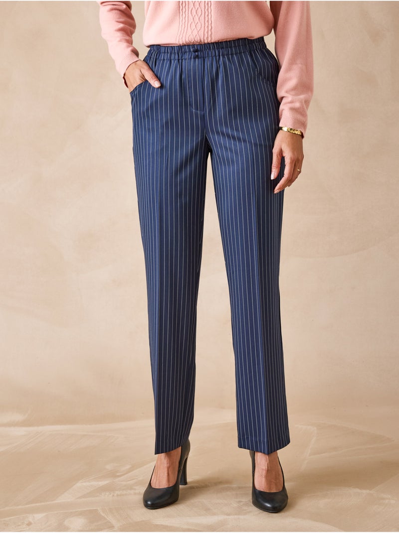 Pantalon femme entièrement élastiqué - DAXON Marine/Multicolore - Kiabi