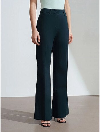 Pantalon femme évasé taille haute en gabardine dilvin