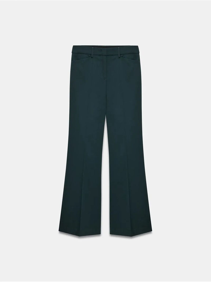 Pantalon femme évasé taille haute en gabardine dilvin Bleu nuit - Kiabi