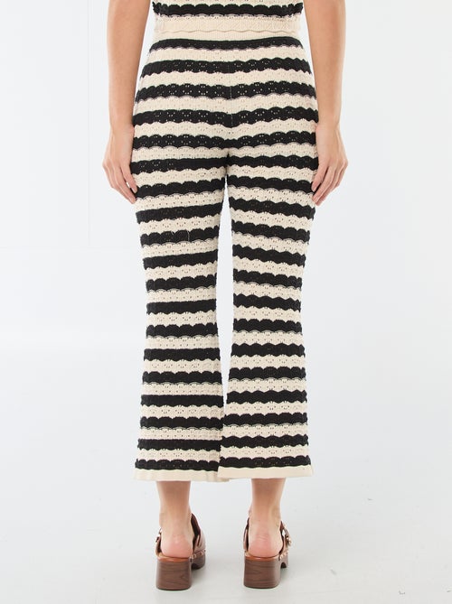 Pantalon femme flare en crochet fantaisie - Kiabi