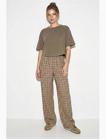 Pantalon femme large à carreaux lucci