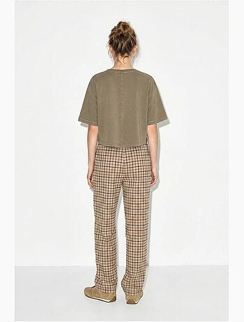 Pantalon femme large à carreaux lucci
