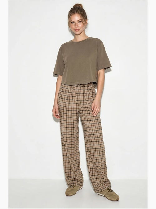 Pantalon femme large à carreaux lucci - Kiabi
