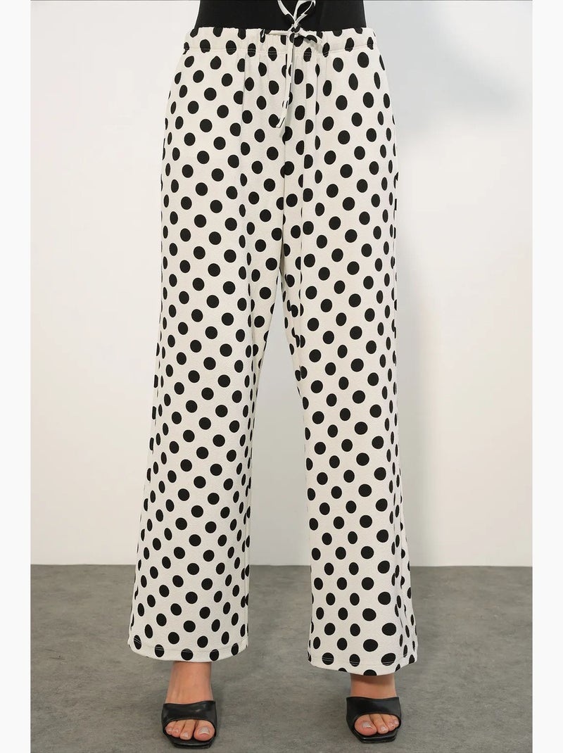 Pantalon femme large à pois bdart Blanc Noir - Kiabi
