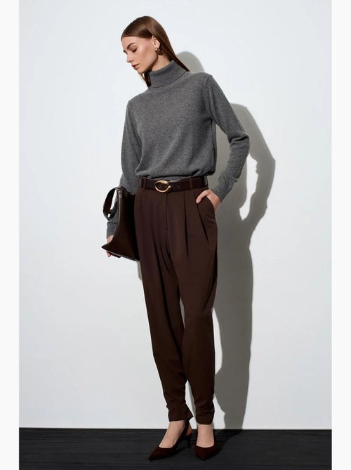 Pantalon femme large à taille haute en crêpe dilvin - Kiabi Pantalon femme large à taille haute en crêpe dilvin - Kiabi
