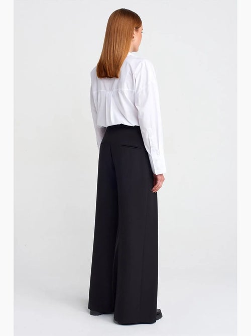 Pantalon femme large à taille haute en crêpe dilvin - Kiabi Pantalon femme large à taille haute en crêpe dilvin - Kiabi