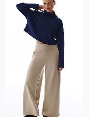 Pantalon femme large à taille haute penti