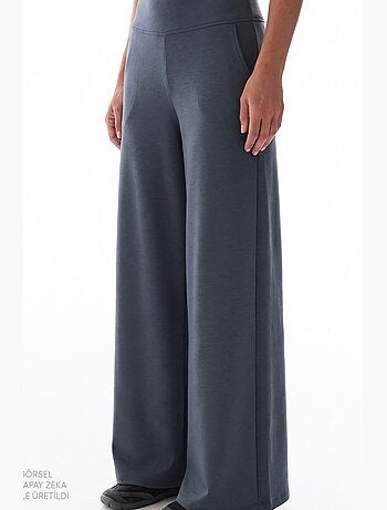 Pantalon femme large à taille haute penti