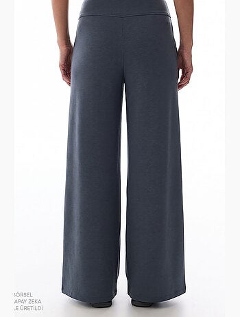 Pantalon femme large à taille haute penti