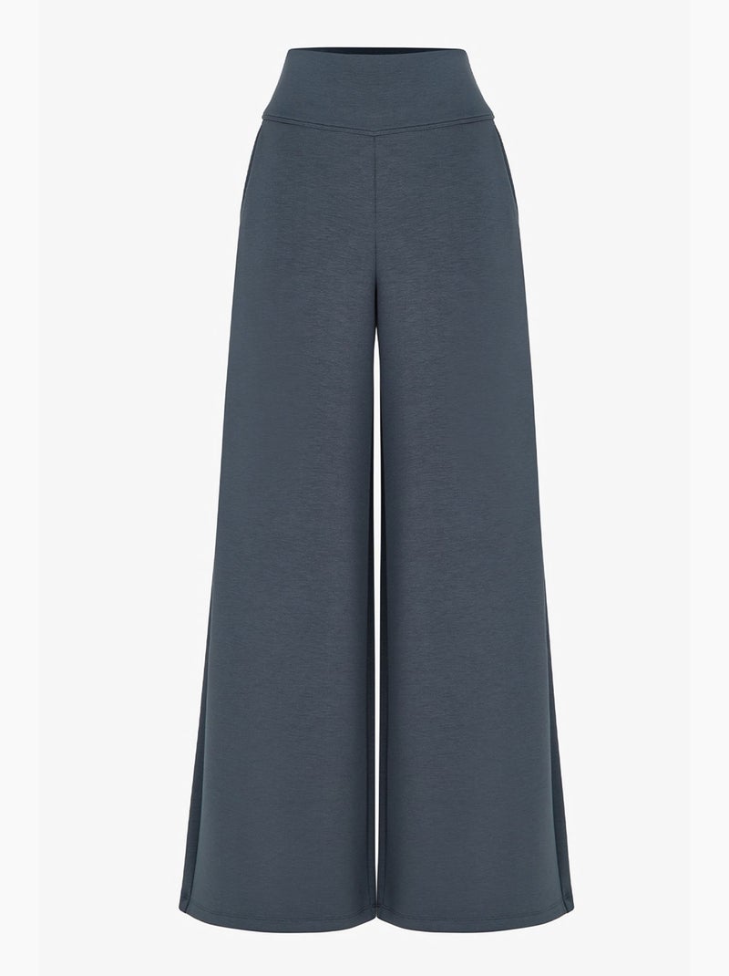 Pantalon femme large à taille haute penti Gris Noir - Kiabi