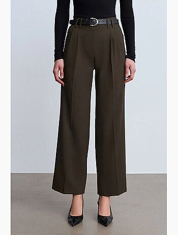 Pantalon femme large en crêpe à plis dilvin