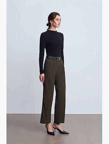 Pantalon femme large en crêpe à plis dilvin