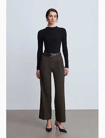 Pantalon femme large en crêpe à plis dilvin
