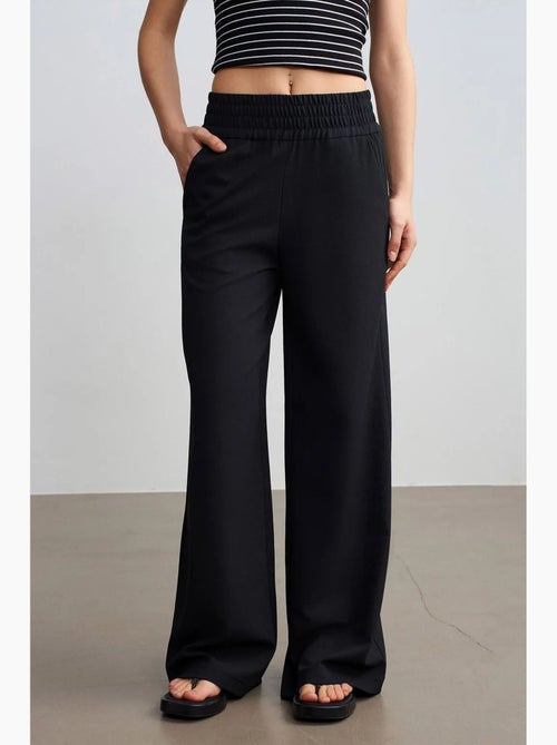 Pantalon femme large en crêpe dilvin - Kiabi