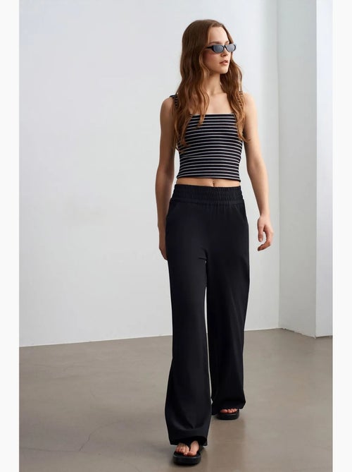 Pantalon femme large en crêpe dilvin - Kiabi
