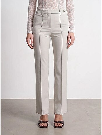 Pantalon femme large en crêpe, taille mi-haute dilvin