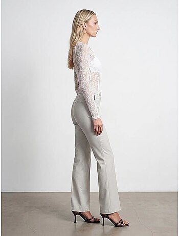 Pantalon femme large en crêpe, taille mi-haute dilvin