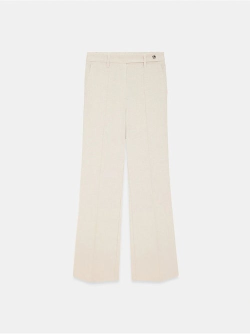 Pantalon femme large en crêpe, taille mi-haute dilvin - Kiabi